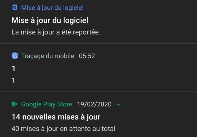 Capture d'Ã©cran d'un utilisateur ayant la notification